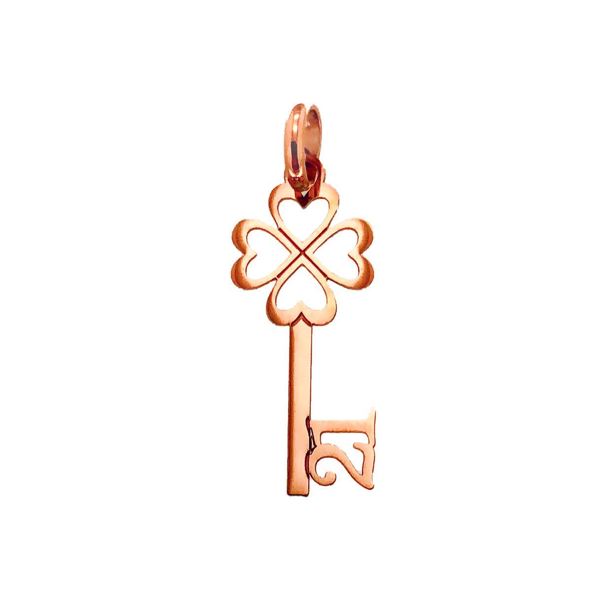 21st Lucky Clover Key Pendant in 9ct Rose Gold
