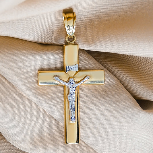 6cm Light Crucifix Cross Pendant in 9ct Yellow Gold