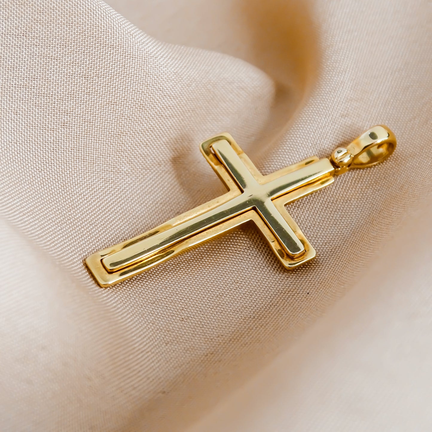 4cm Raised full Bar Cross Pendant in 9ct Yellow Gold