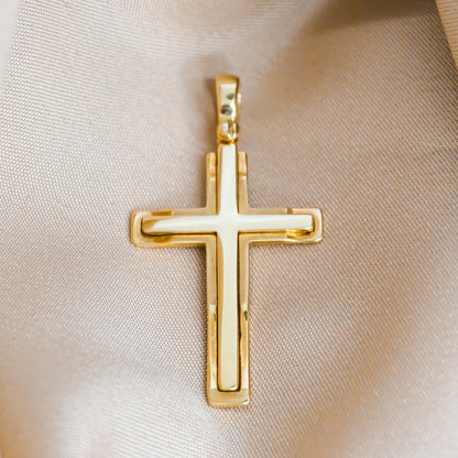 4cm Raised full Bar Cross Pendant in 9ct Yellow Gold