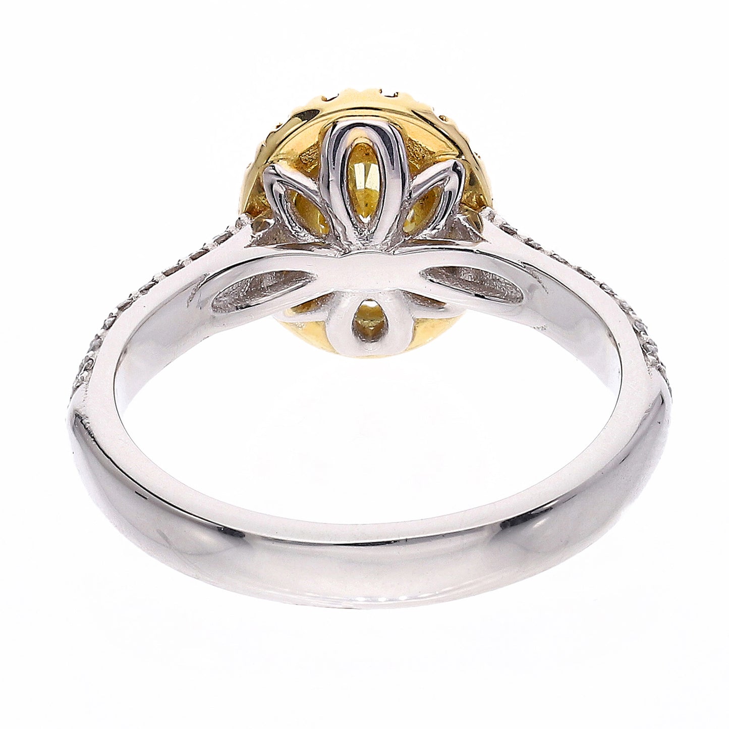 Fancy Yellow Diamond Oval Halo Ring in 18ct Yellow Gold and Platinum