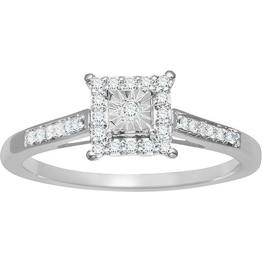 0.17ct Cluster Square Diamonds Ring in 9ct White Gold