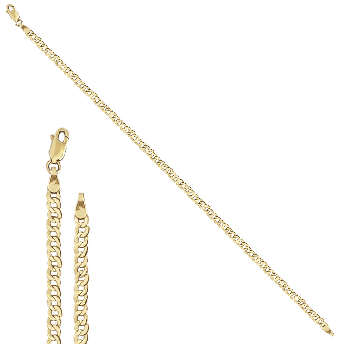Light Curb Link Gents Bracelet in 9ct Yellow Gold