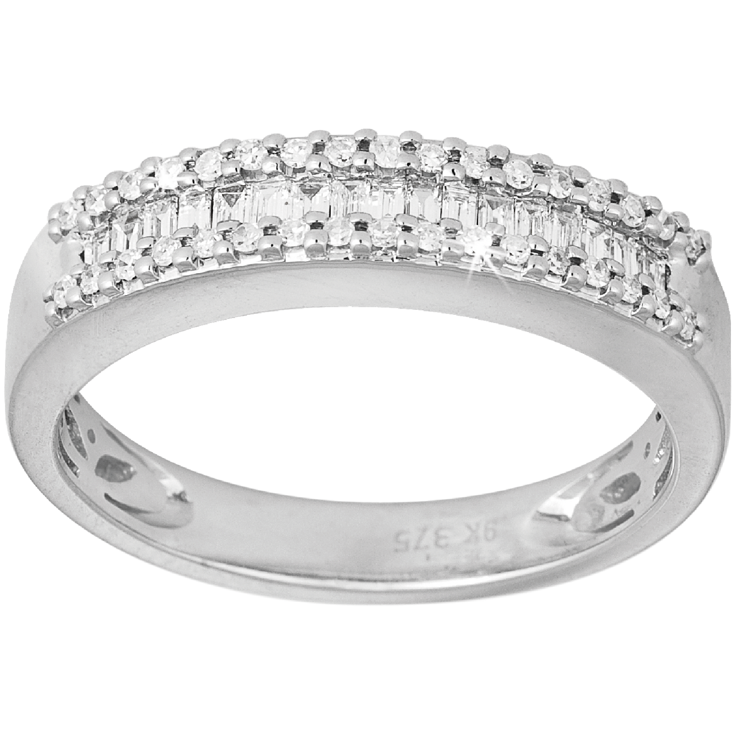 0.10ct Diamond Baguette Eternity Wedding Band Ring in 9ct White Gold