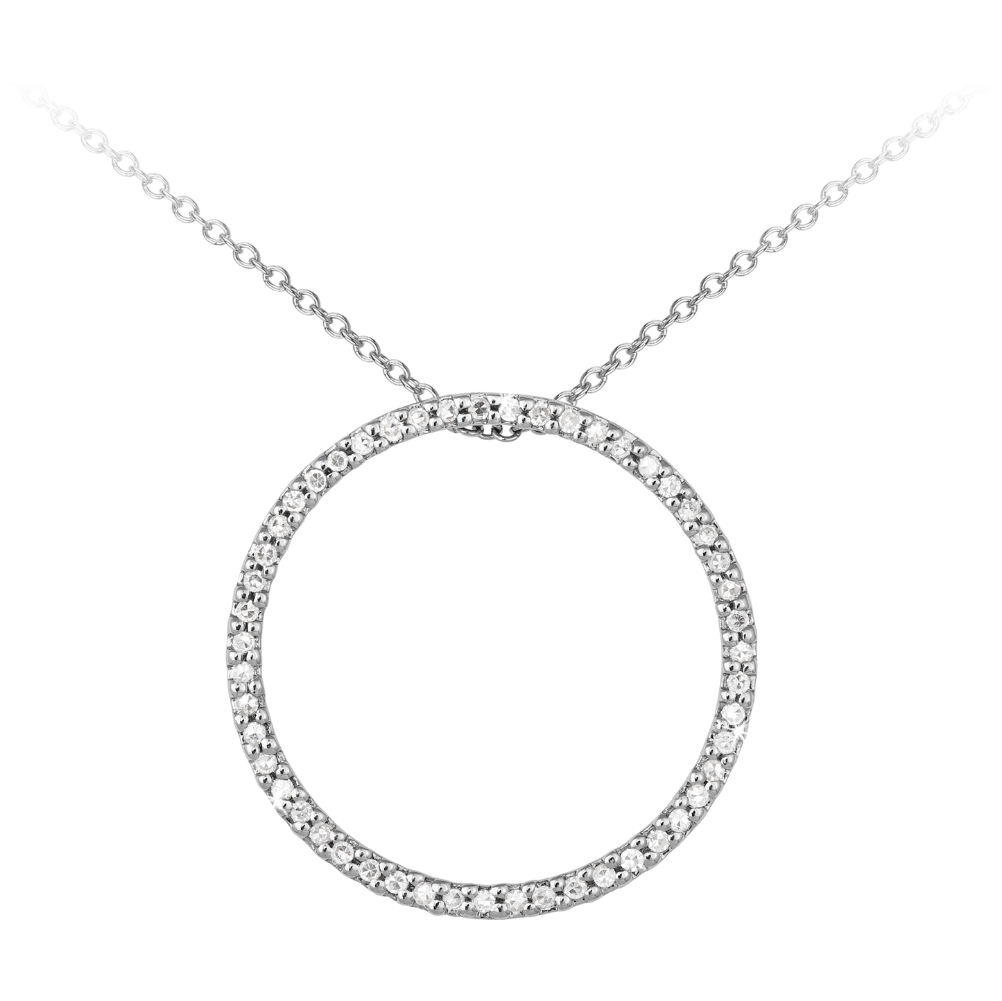 2cm Diameter 0.18ct Diamond Circle of Life Pendant on chain in 9ct White Gold