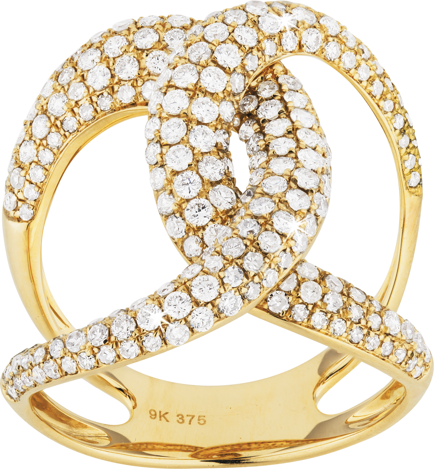 1.61ct Diamond Crossover Ring in 9ct Yellow Gold