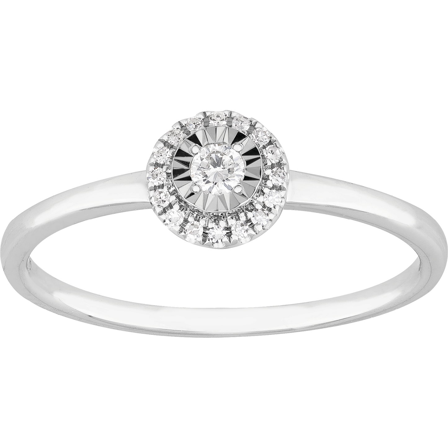 0.09ct Diamond Illusions Halo Engagement Ring in 9ct White Gold