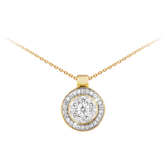 0.23ct Diamond Raised Halo Necklace in 9ct Yellow Gold