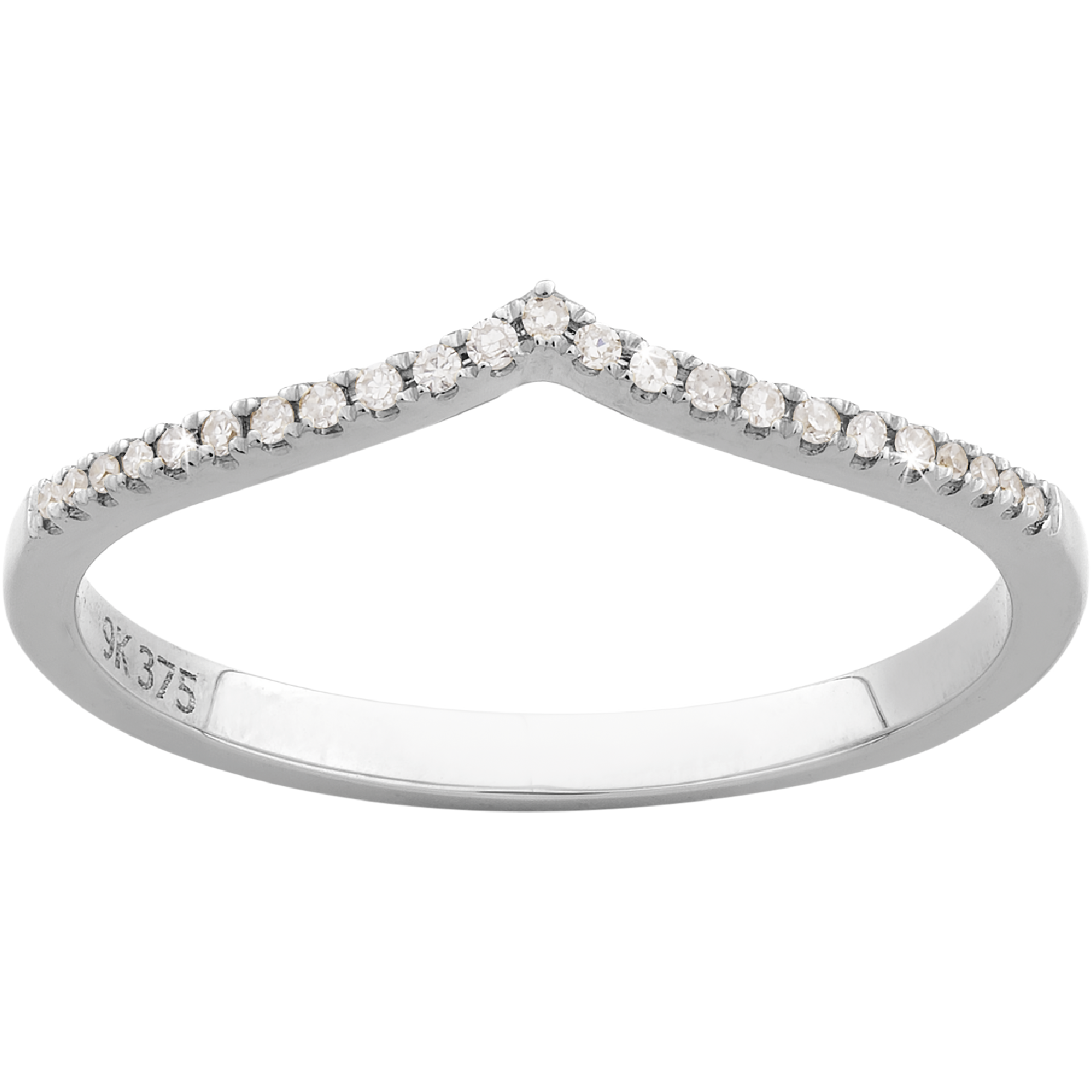 Sunsonite Jewellers 0.06ct Diamond Wishbone Wedding Band Ring in 9ct White Gold