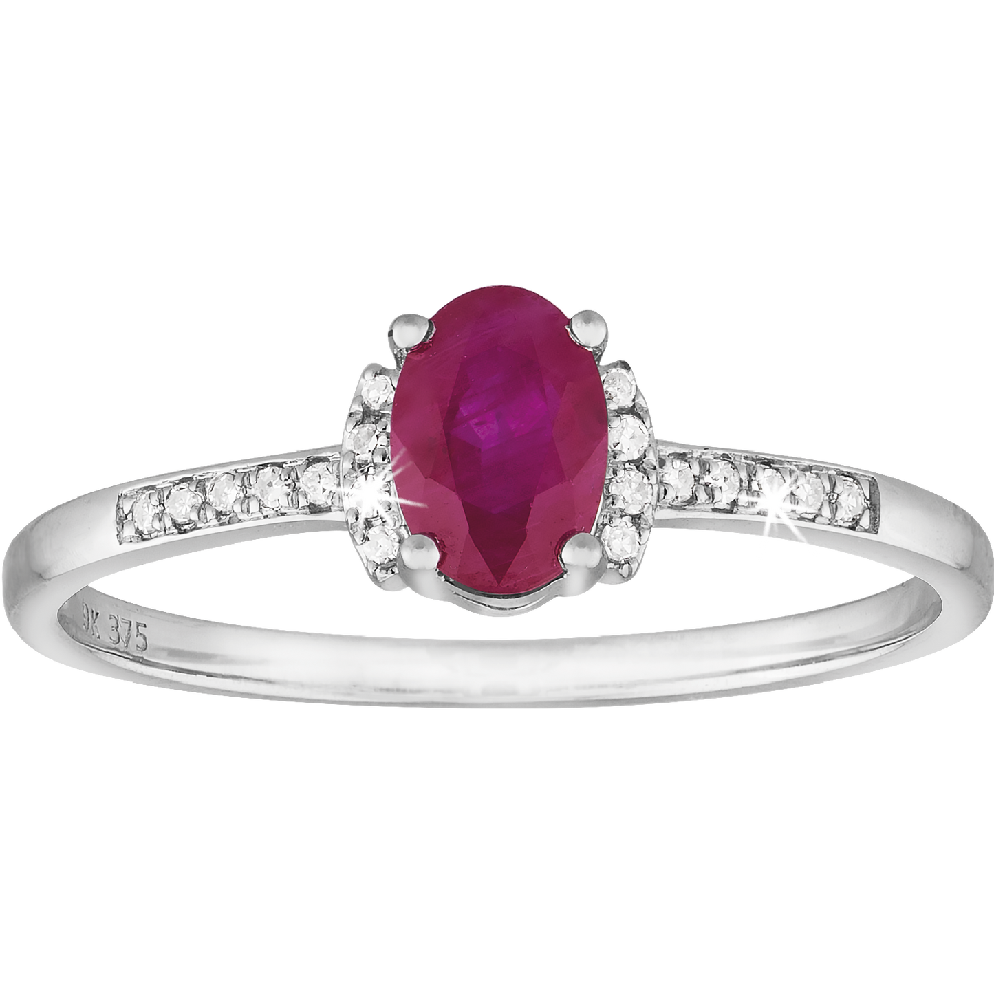 0.05ct Diamond and Ruby Grip Ring in 9ct White Gold