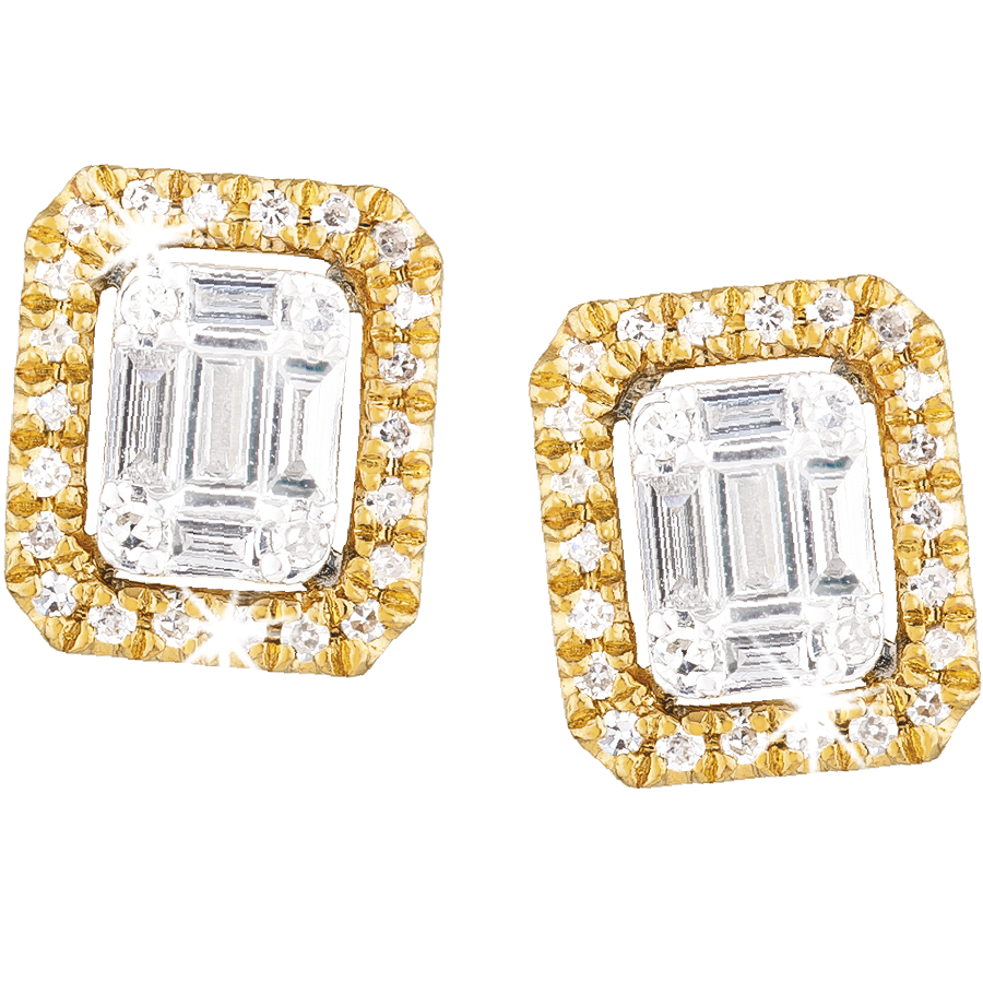 0.15ct Diamond Baguette Studs in 9ct Yellow Gold