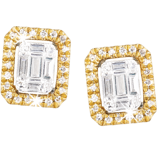 0.15ct Diamond Baguette Studs in 9ct Yellow Gold