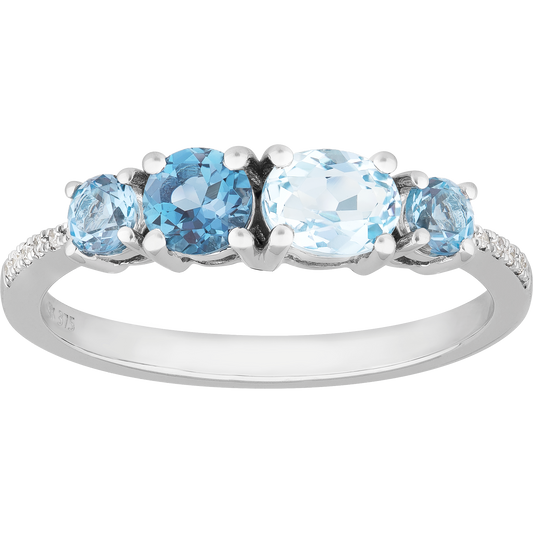 Topaz and Diamond Eternity Ring in 9ct White Gold