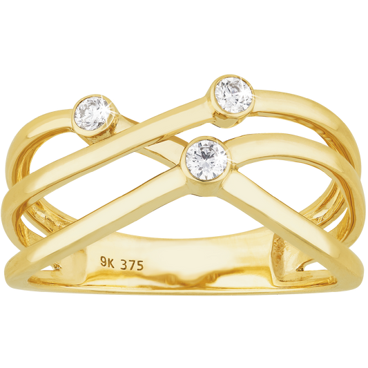 0.11ct Diamond Crossover Ring in 9ct Yellow Gold