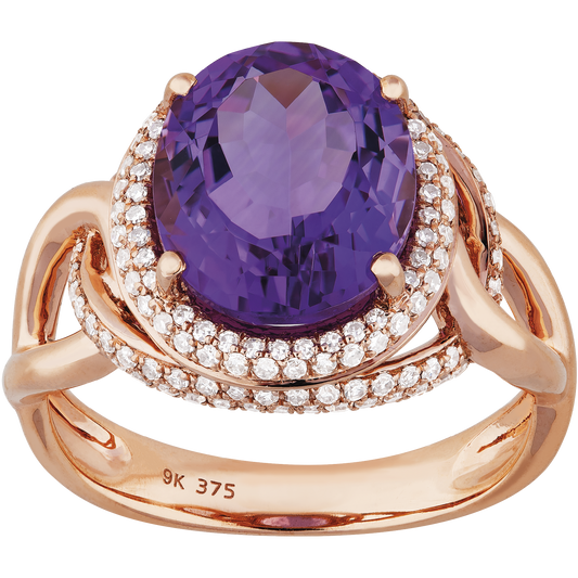 Sunsonite.com Rose Gold Amethyst Diamond Ring