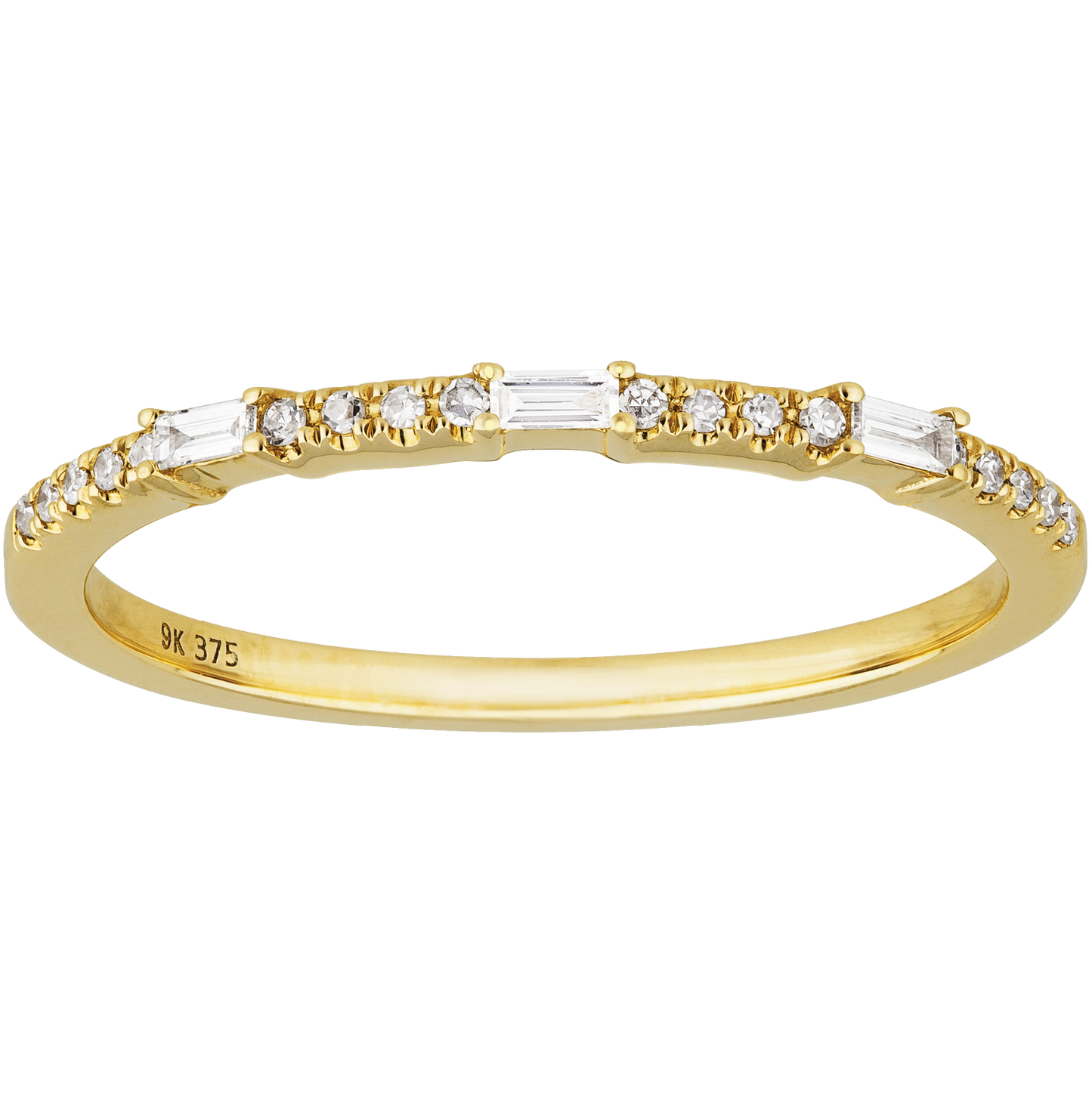 0.17ct Diamond Half Eternity Baguette Ring in 9ct Yellow Gold