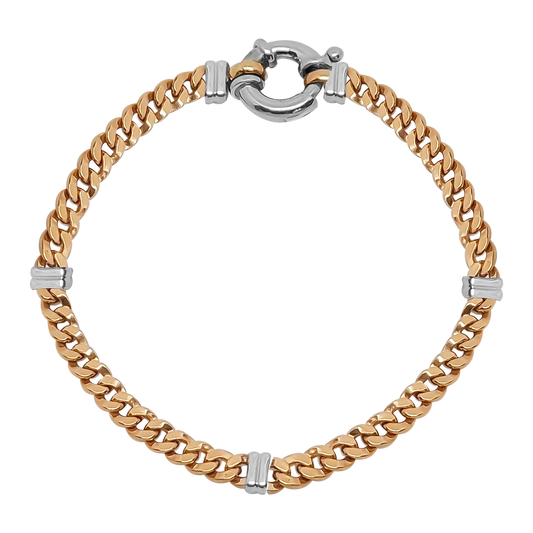 Fancy Curb Link Bracelet in 9ct Rose Gold.