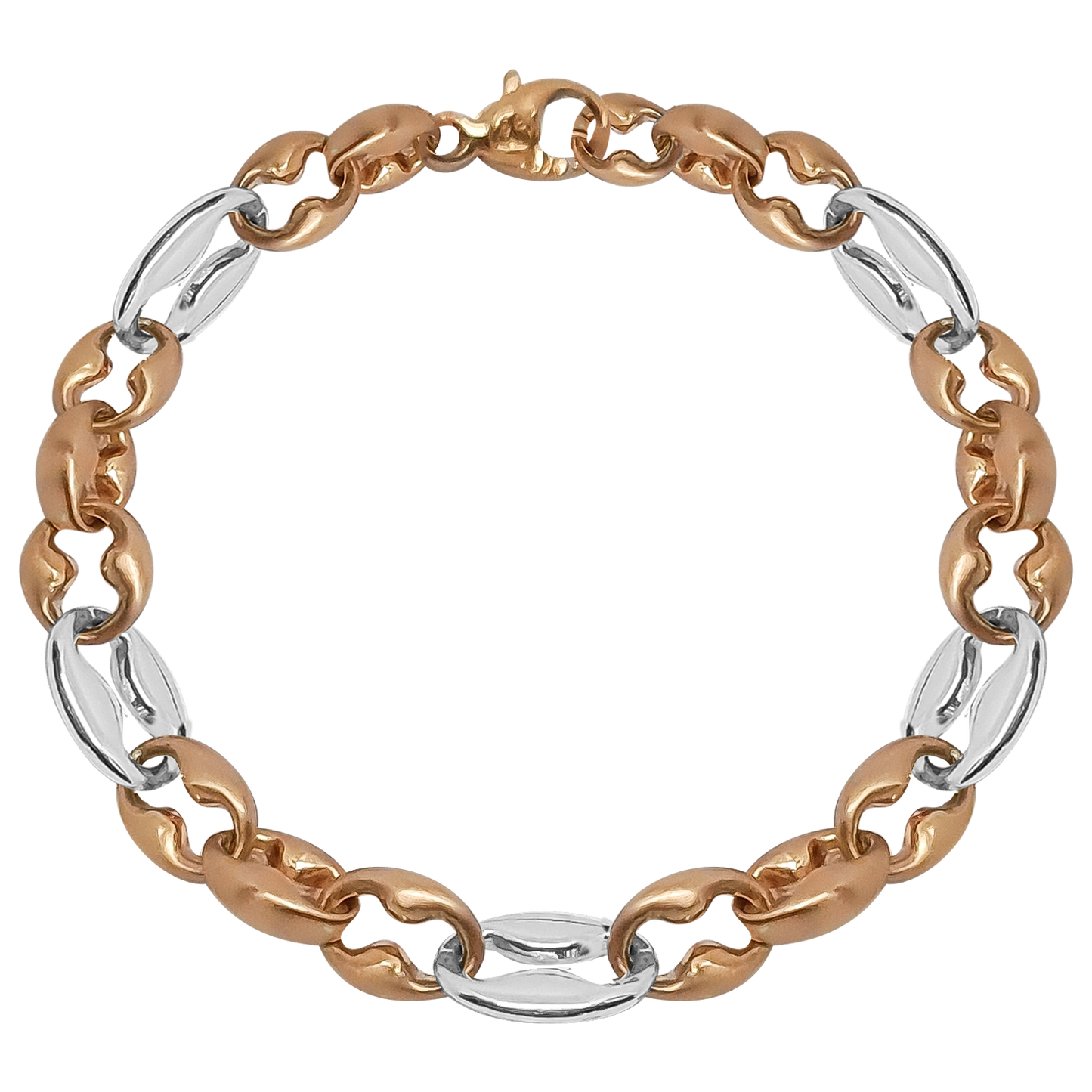Two-tone mat and gloss Gucci Link Bracelet in 9ct Two-Tone Gold.