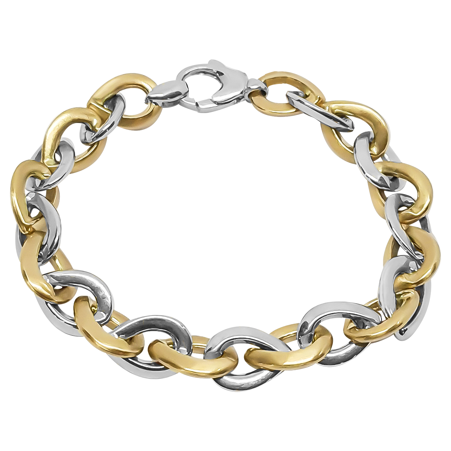 20cm Marquise Link Bracelet in 9ct Yellow Gold and White Gold.