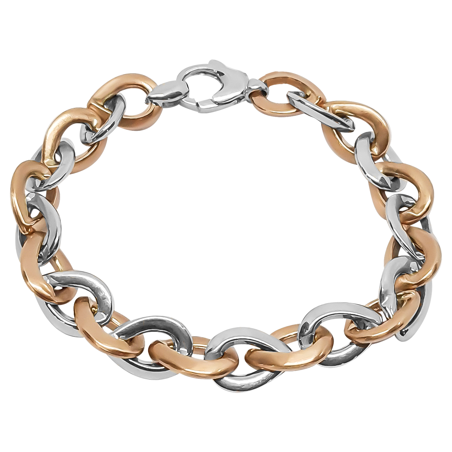 20cm Marquise Link Bracelet in 9ct Yellow Gold and Rose Gold.