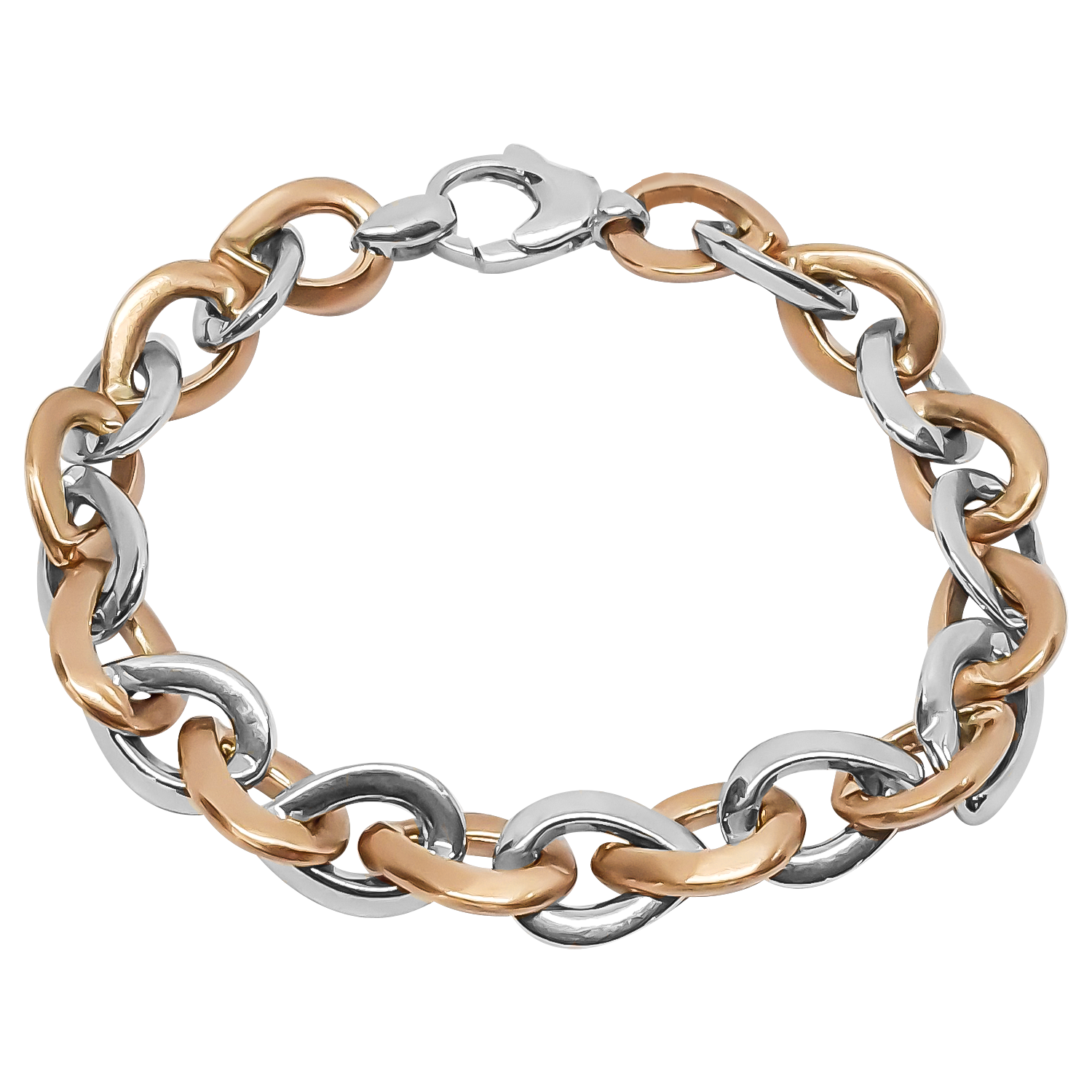 20cm Marquise Link Bracelet in 9ct Yellow Gold and Rose Gold.