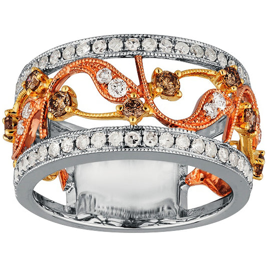 0.60ct Diamond Tri Gold Filigree Design Ring in 9ct Rose Gold