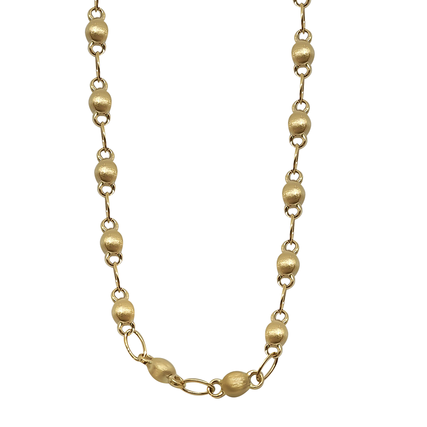 Oval Matt Link Chain in 9ct Yellow Gold in hollow tubes for a lighter weight on your shoulders.