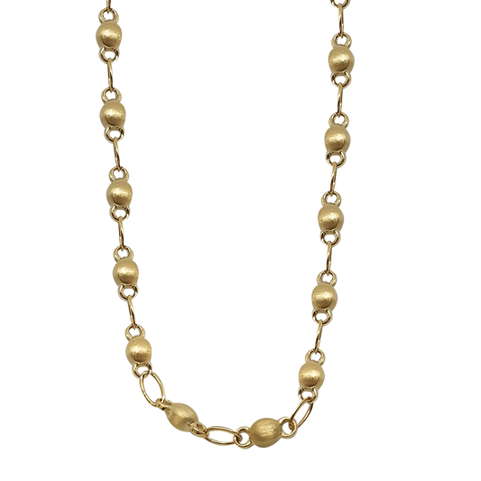 Oval Matt Link Chain in 9ct Yellow Gold in hollow tubes for a lighter weight on your shoulders.