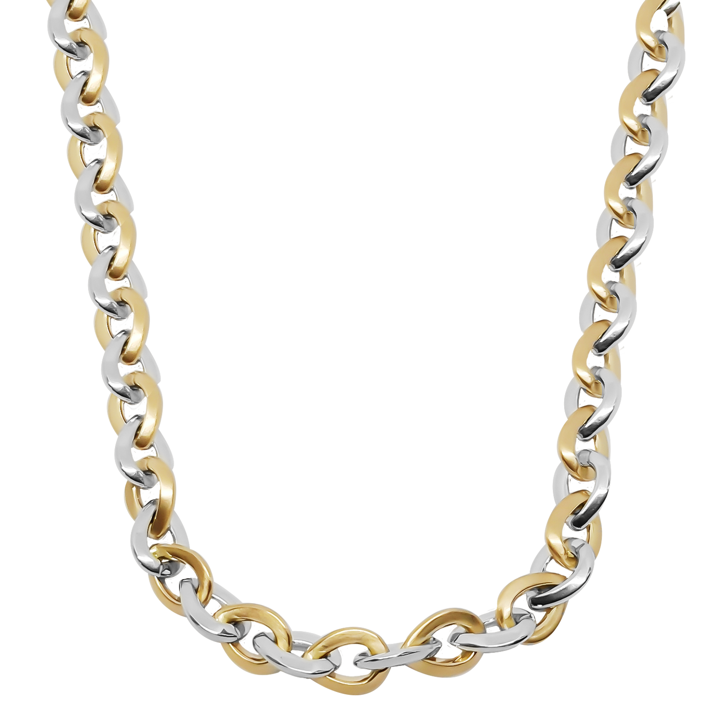 50cm Marquise Link Chain in 9ct Two Tone Gold