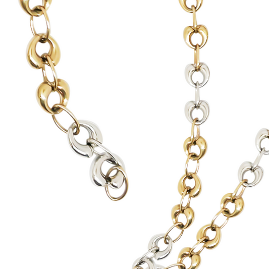 45cm Heart  Link Chain in 9ct Two Tone Gold