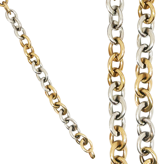 50cm Oval Link Chain in 9ct Two Tone Gold