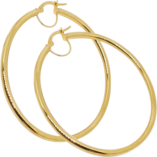 5cm Plain Tube Hoops in 9ct Yellow Gold