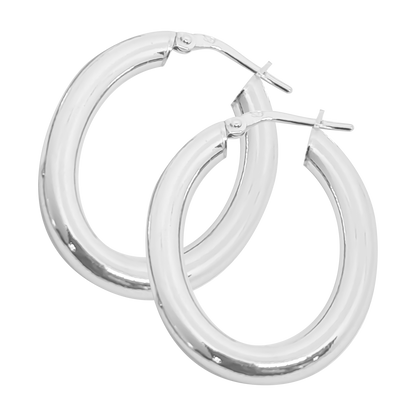 3cm Medium Bold Oval Hoops in 925 Sterling Silver