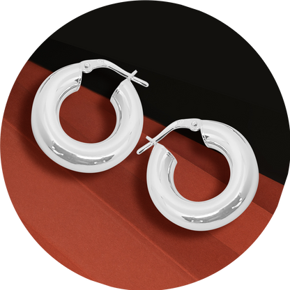 2cm Small Bold Hoops in 925 Sterling Silver