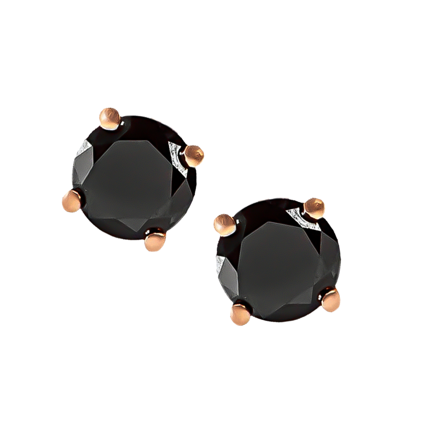 0.59ct Black Diamond Solitaire Studs in 9ct Rose Gold