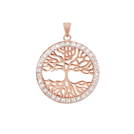 Tree of Life Cubic Pendant in 9ct Rose Gold