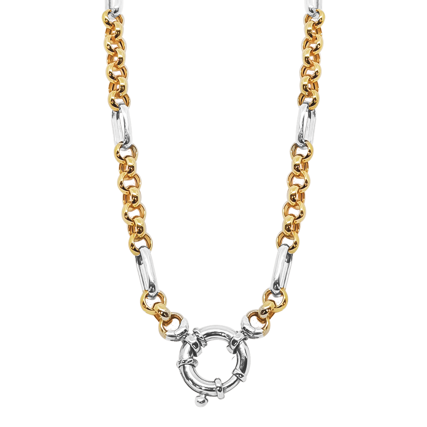 45cm Round and Oval Link Chain in 9ct Two Tone Gold