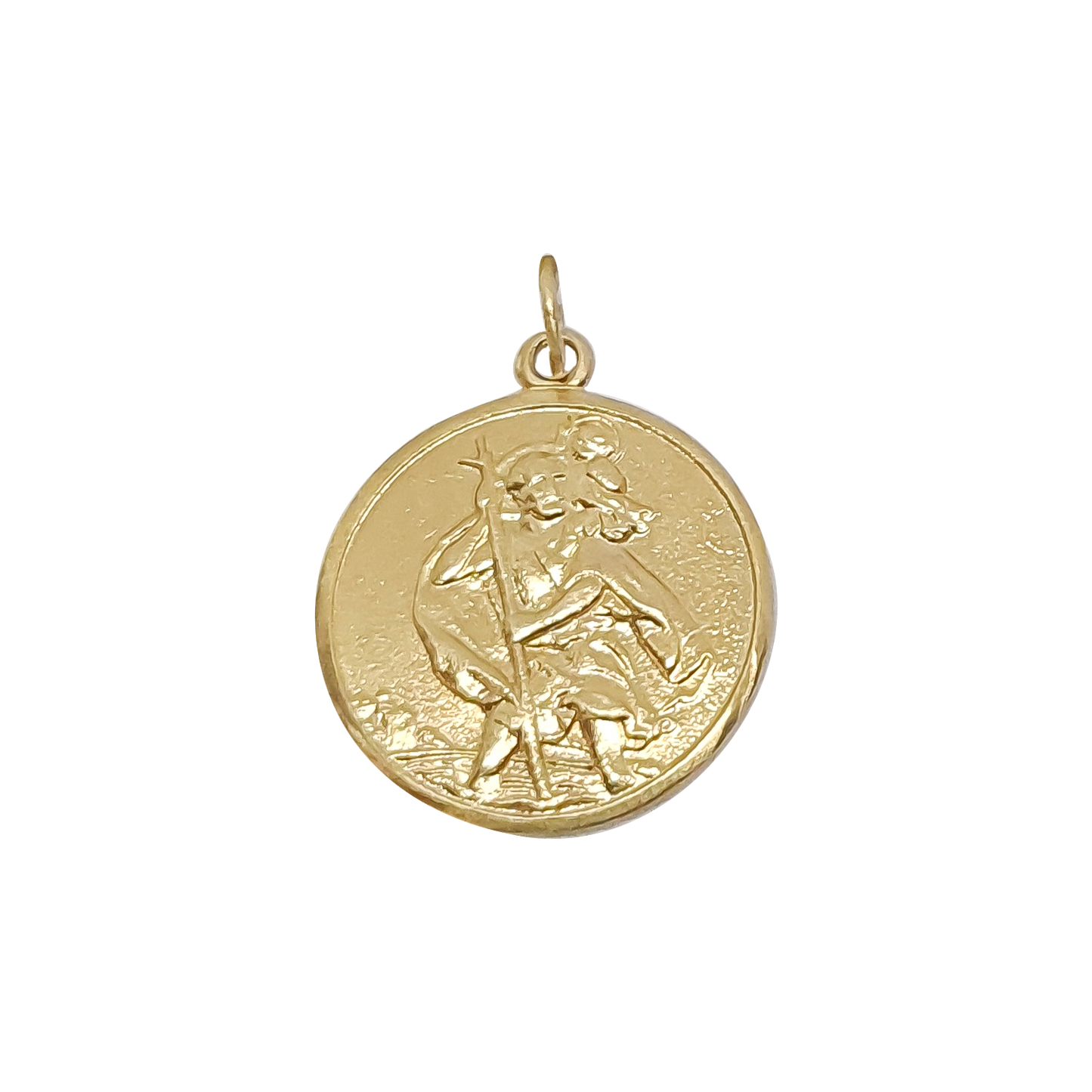 Saint Christopher Round Pendant in 9ct Yellow Gold