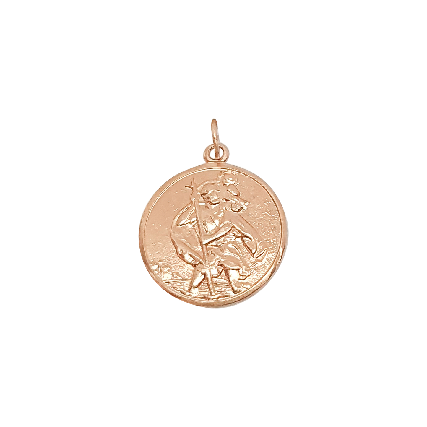 Saint Christopher Round Pendant in 9ct Rose Gold