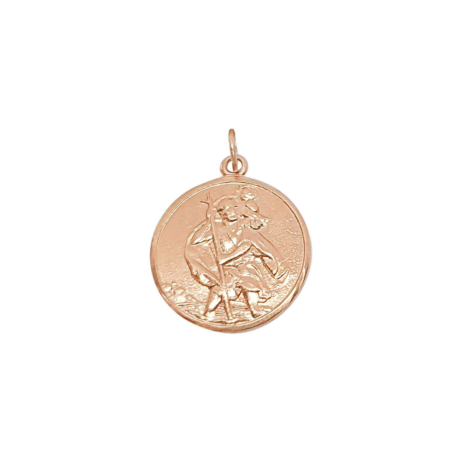 Saint Christopher Round Pendant in 9ct Rose Gold