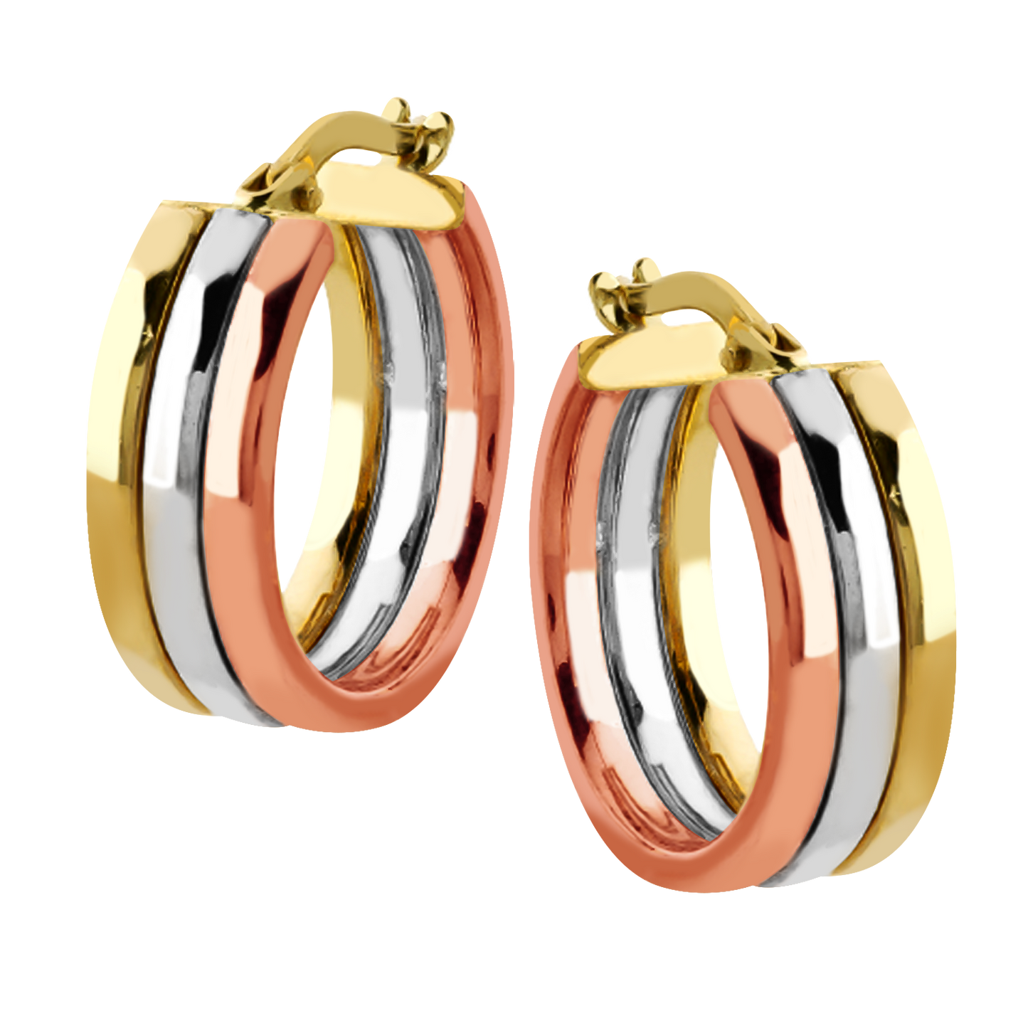 Tri-colour Hoop Earring 9ct Mixed and Yellow Gold